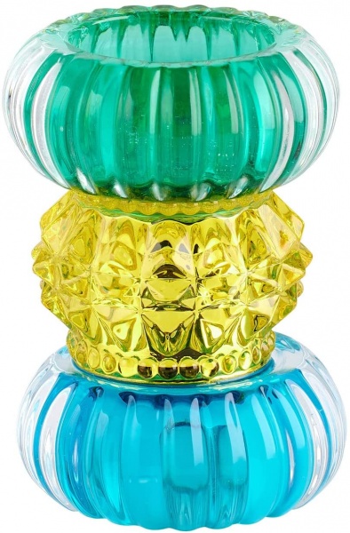 Kerzenständer / Teelichthalter Sari, Kristallglas durchgefärbt rund, verschiedene Farben