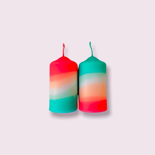 Neon Dip Dye Stumpenkerzen, Größe 100 x 50 mm, 2er Set, verschiedene Farben