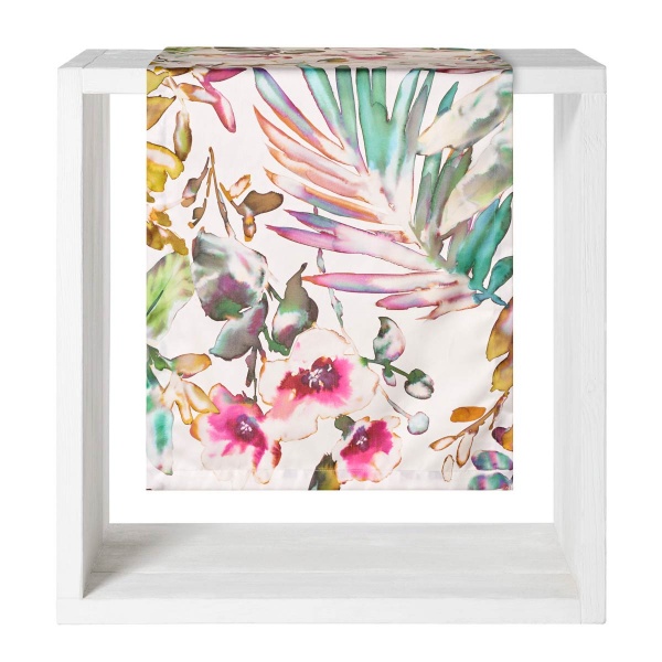 Tischwäsche Juanita, bunter aquarelliger Blumen- und Blätterdruck, 100% BW, verschiedene Größen