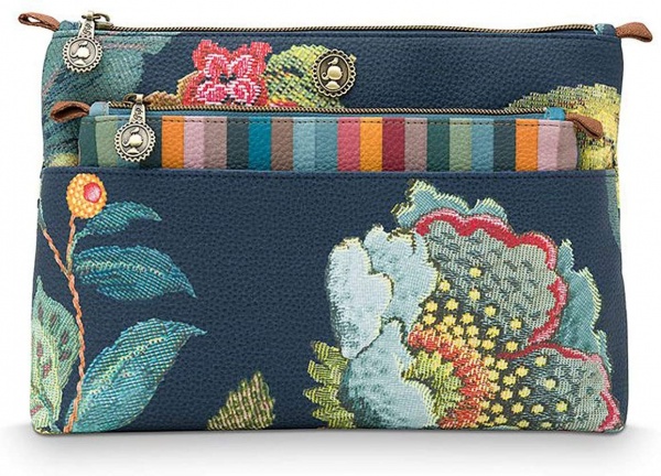 Cosmetic Bag 2er Set, Muster Poppy Stitch, Größe: 26x18x7.5cm / 22x13x1cm, verschiedene Farben