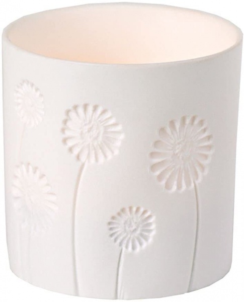 Blumengruss Lichtlein, Porzellan weiß mit Prägung, verschiedene Ausführungen, Größe 5x5,5 cm