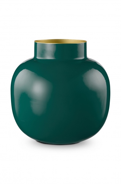 Mini Vase, Metall emalliert, innen gold, Farbe dark green, verschiedene Formen
