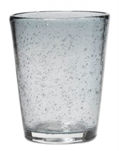 Trinkglas Bubble, Material handgefertigtes Glas in Farbe grau, Größe D 8x h 10 cm