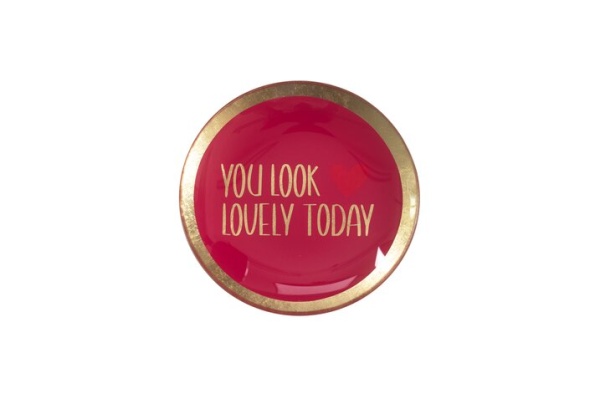 Love Plates, Glasteller s´S, You look lovely today, rund, rosa