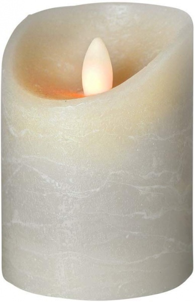 LED Kerze Durchmesser 7,5 cm, Farbe grau