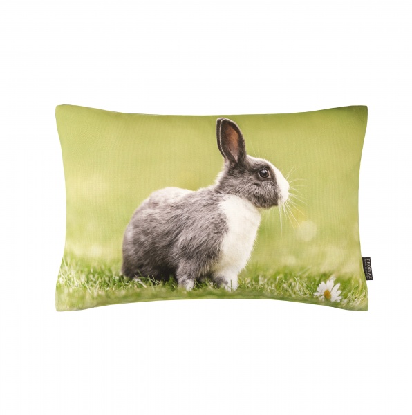 Kissenhülle Bunny, Fotodigitaldruck Hase, Farbe grün, 30 x 50 cm