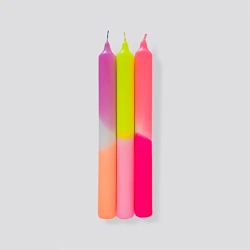 Neon Dip Dye Stabkerzen, 3er Set, verschiedene Farben