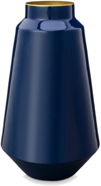 Vase Metal Blue, Höhe 36 cm, Metall emalliert
