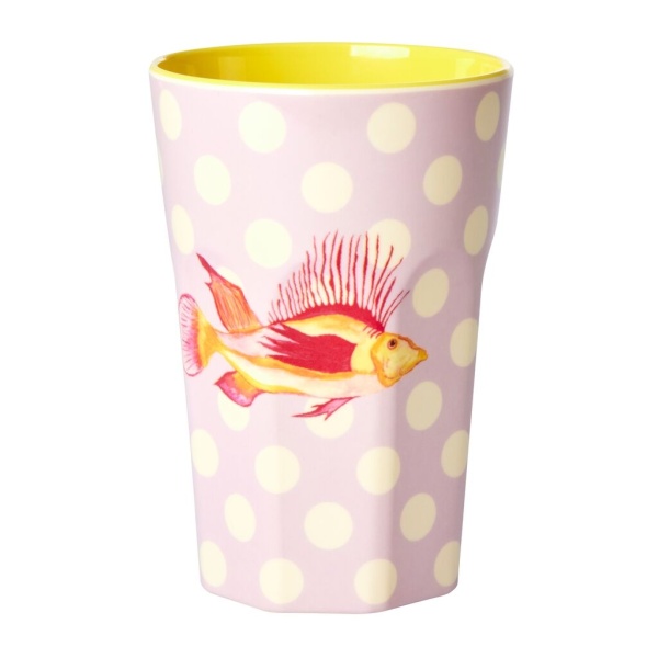 Melamin Cup Tall, Latte Becher, Muster Fish Print, Größe 23 x 17 cm, verschiedene Farben