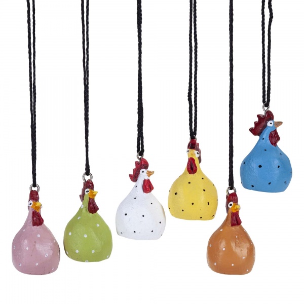 Set hängende Hühner 6teilig, verschiedene Farbsortierungen