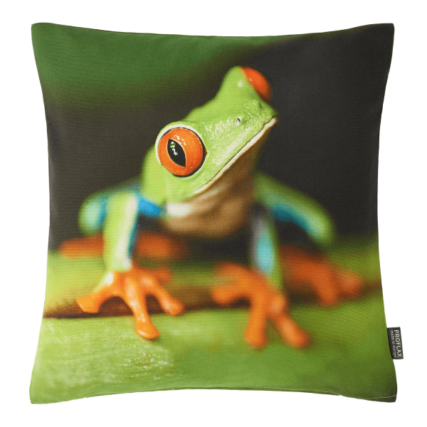 Froggy Kissenhülle, Fotodigitaldruck Frosch, Farbe grün, Größe 40x40 cm